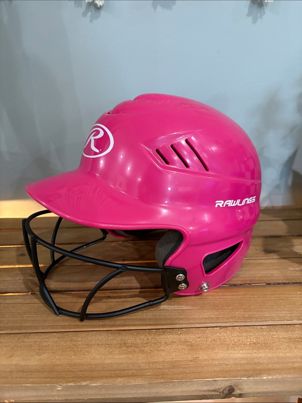 Rawlings Hot Pink Batting Helmet with Black Faceguard